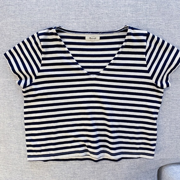 Madewell Tops - Madewell Crop Striped T-Shirt